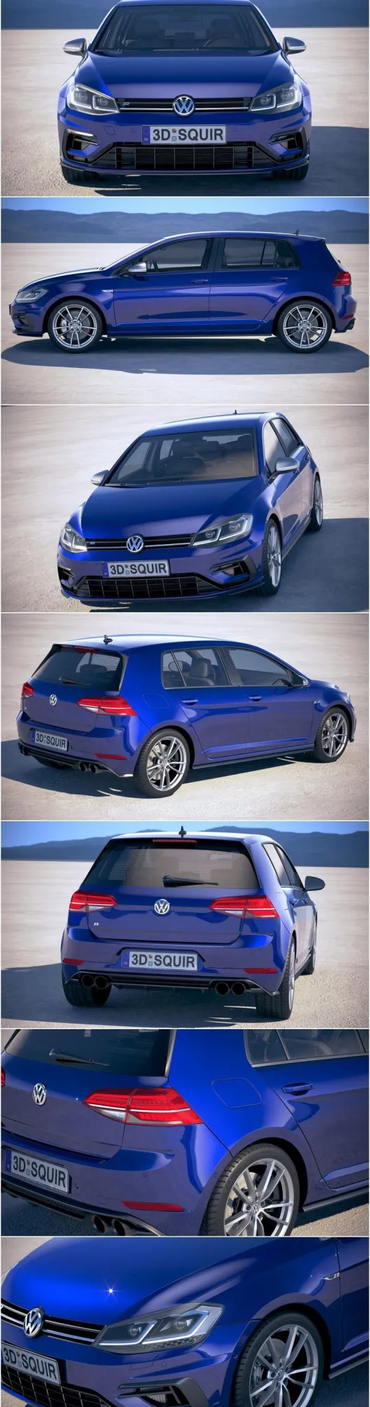 PBR Game 3D Models – Volkswagen Golf 7.5R 2018