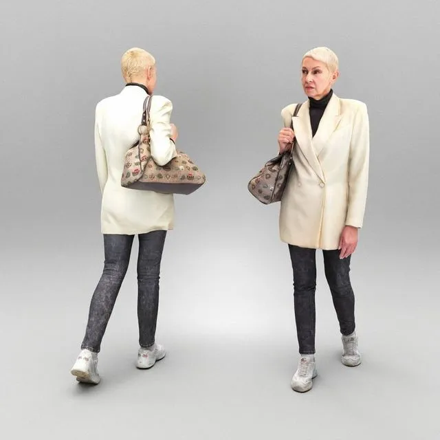 PBR Game 3D Models – Walking woman with handbag 350