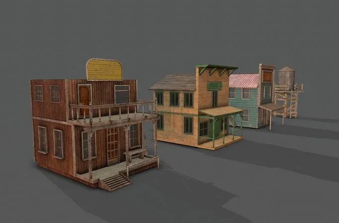 PBR Game 3D Models – Western Buildings
