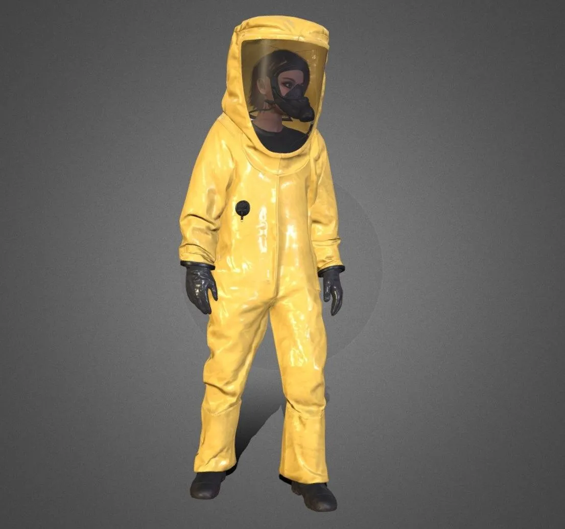 PBR Game 3D Models – Woman In Hazmat Suit 1 Rigged