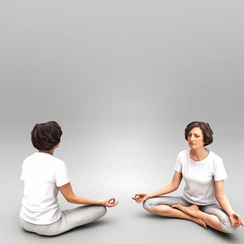 PBR Game 3D Models – Woman in lotus position meditating 440