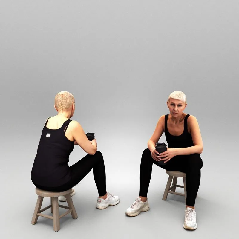 PBR Game 3D Models – Woman in sportswear holding water bottle 430