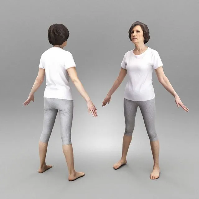 PBR Game 3D Models – Woman in sportswear ready for rigging 374