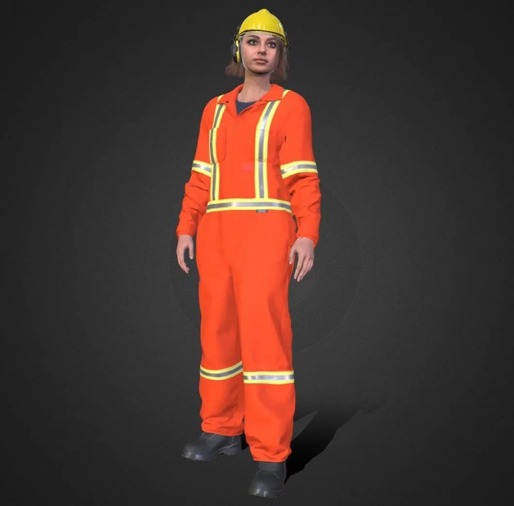 PBR Game 3D Models – Woman Miner Rigged