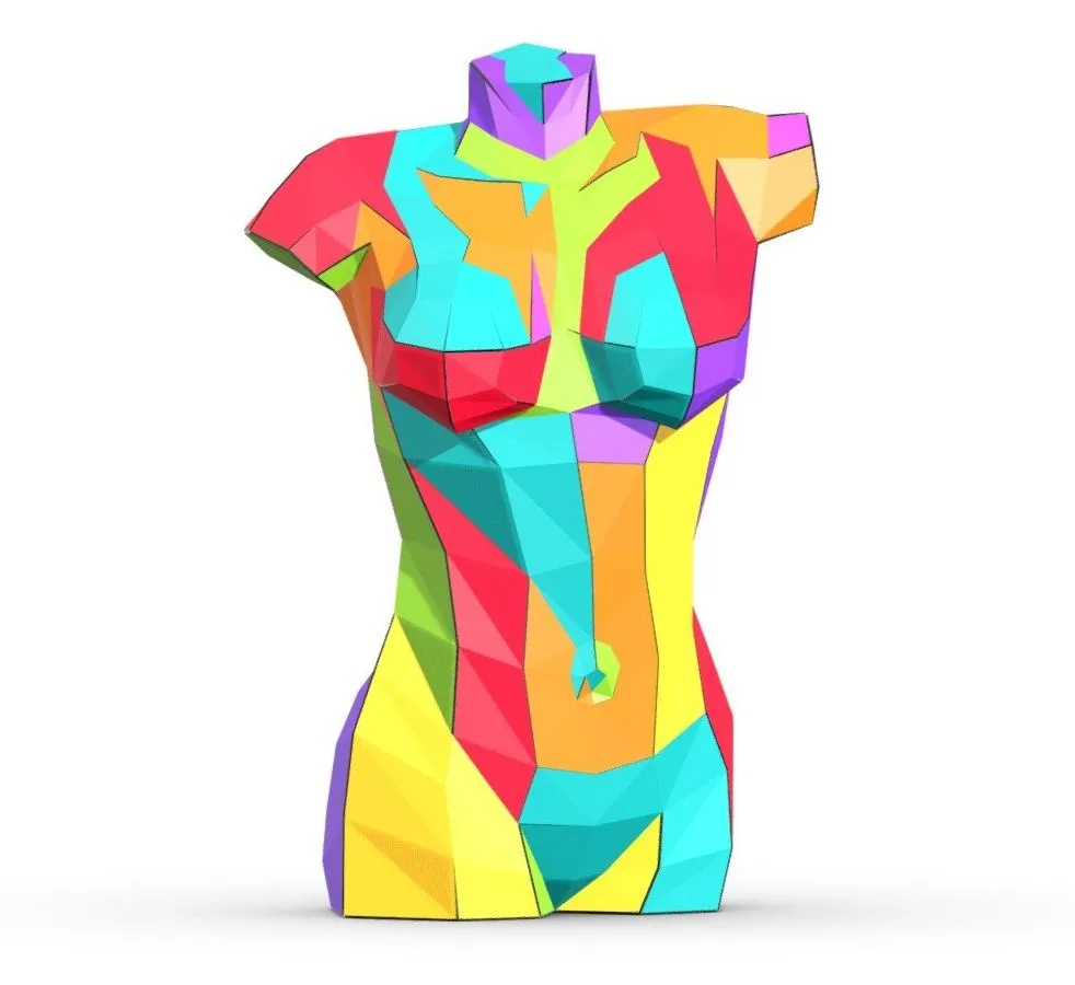 PBR Game 3D Models – Woman Torso Foldables Papercraft Pattern