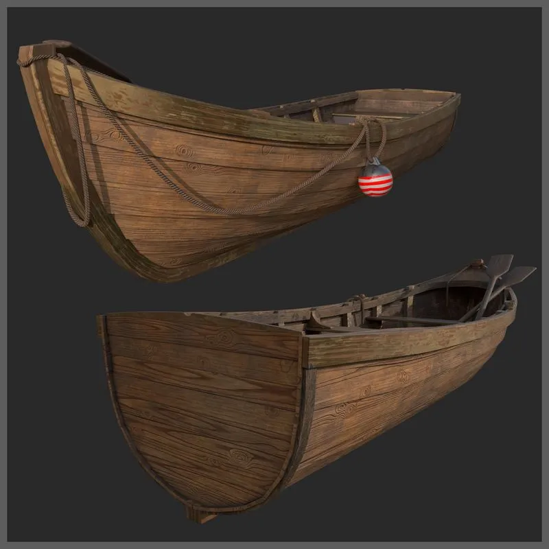 PBR Game 3D Models – Wooden Boat