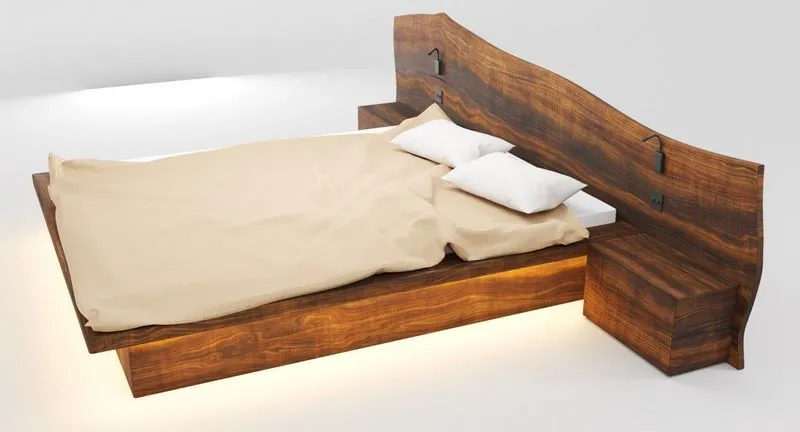 PBR Game 3D Models – Wooden Hard Massive Bed