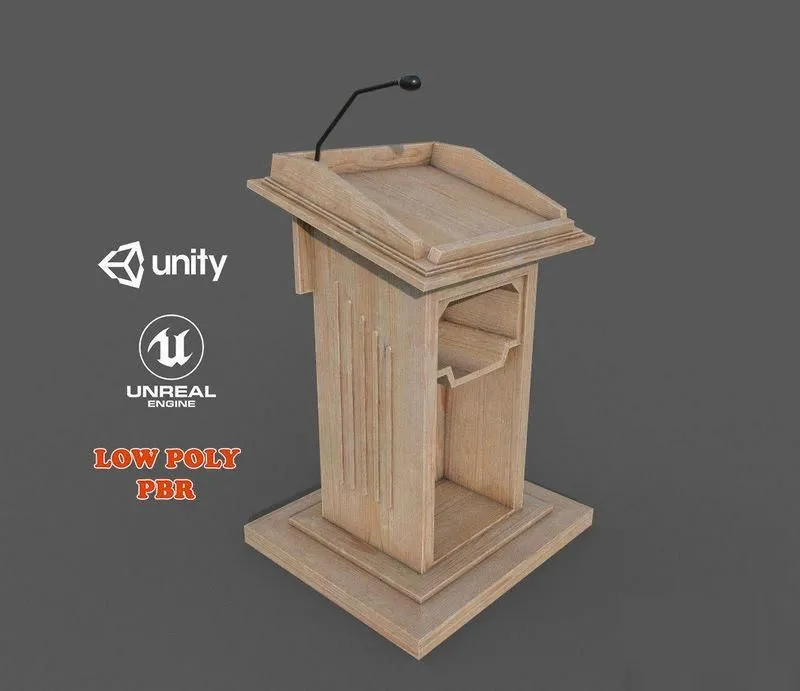 PBR Game 3D Models – Wooden Podium