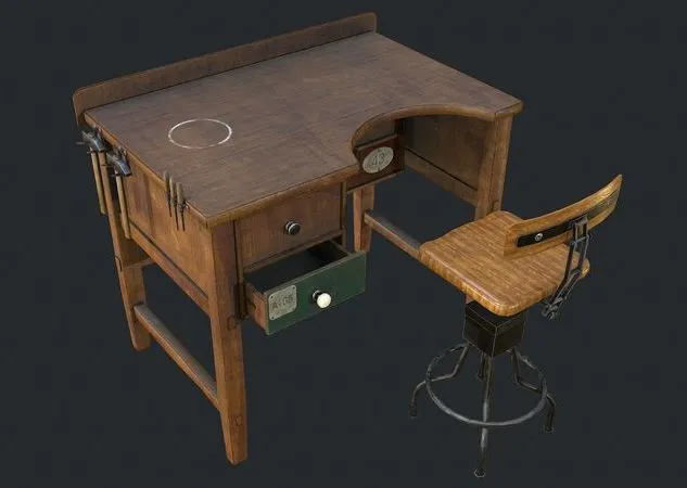 PBR Game 3D Models – Workbench Table
