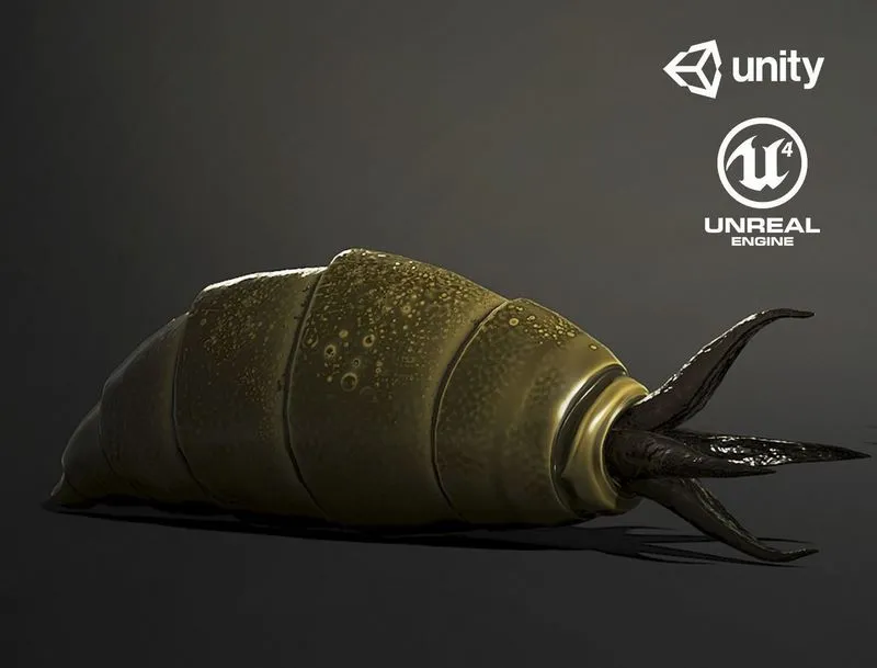 PBR Game 3D Models – Worm creature1 Low-poly