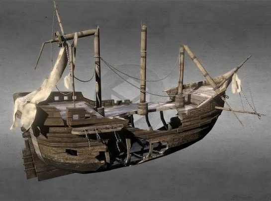 PBR Game 3D Models – Wrecked Sunken Sailing Ship