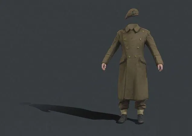 PBR Game 3D Models – WW2 English Military Uniform Officer