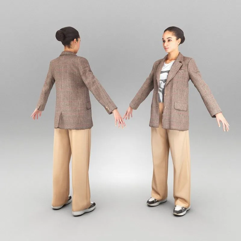 PBR Game 3D Models – Young elegant woman ready for animation 452