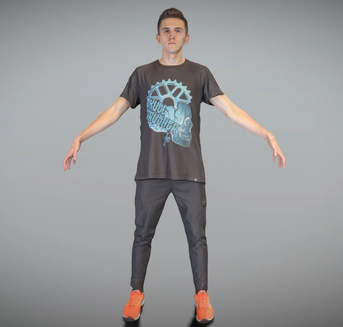 PBR Game 3D Models – Young Man In Black Ready For Animation 147