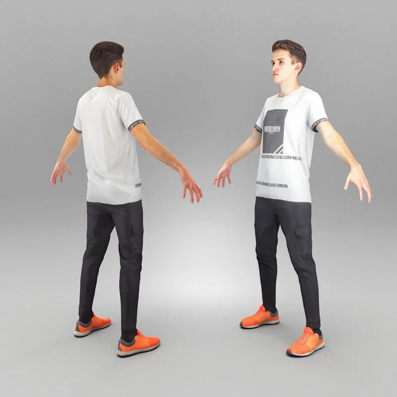 PBR Game 3D Models – Young man in casual outfit ready for animation 420