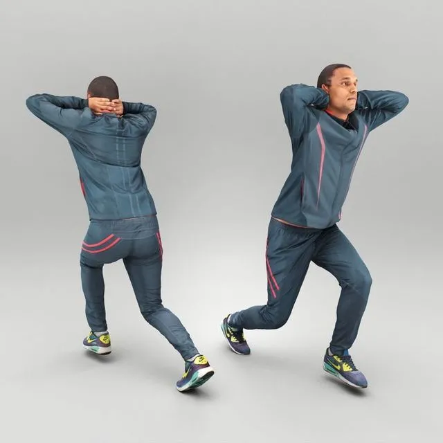 PBR Game 3D Models – Young man in sportswear doing exercise 375