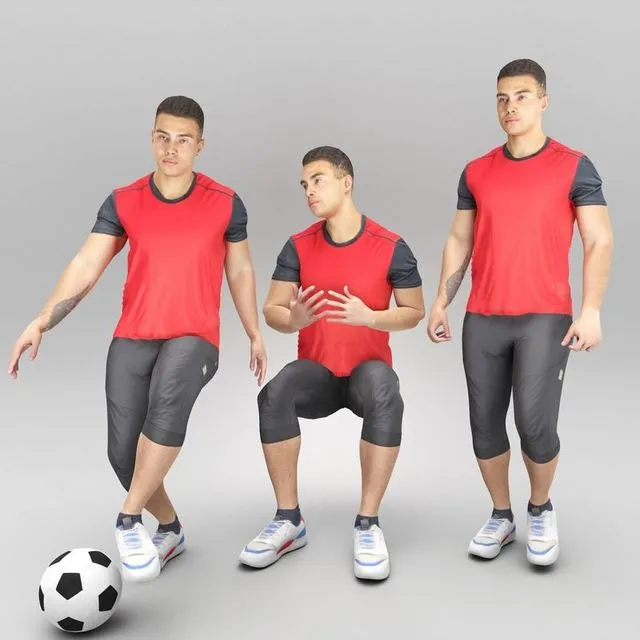 PBR Game 3D Models – Young man playing football 365