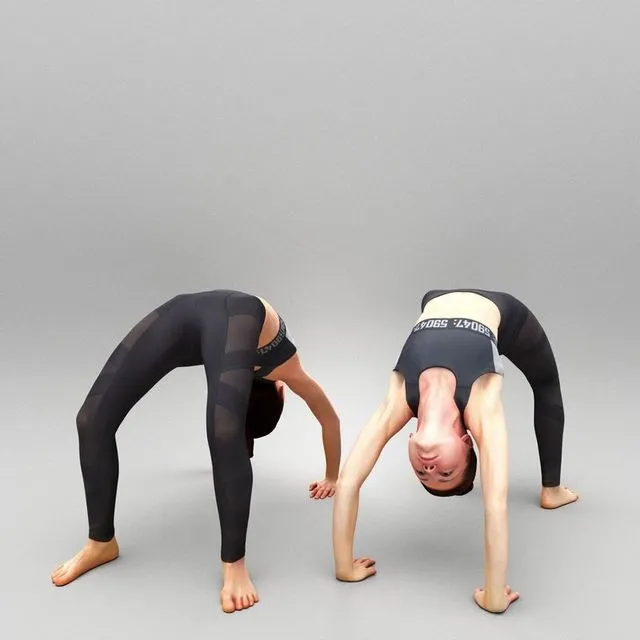 PBR Game 3D Models – Young sports woman doing bridge exercise 448