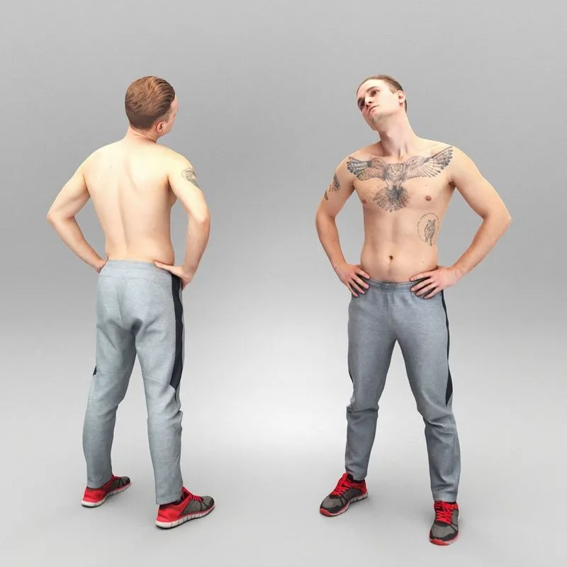 PBR Game 3D Models – Young sporty man doing workout 404
