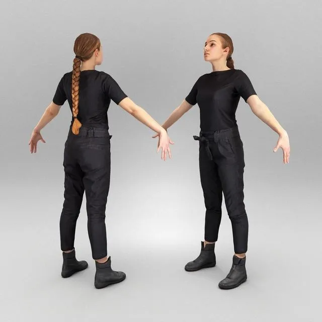 PBR Game 3D Models – Young woman in casual clothes ready for animation 445