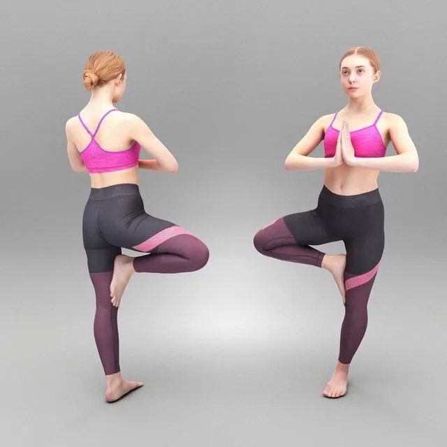 PBR Game 3D Models – Young woman practicing yoga 351