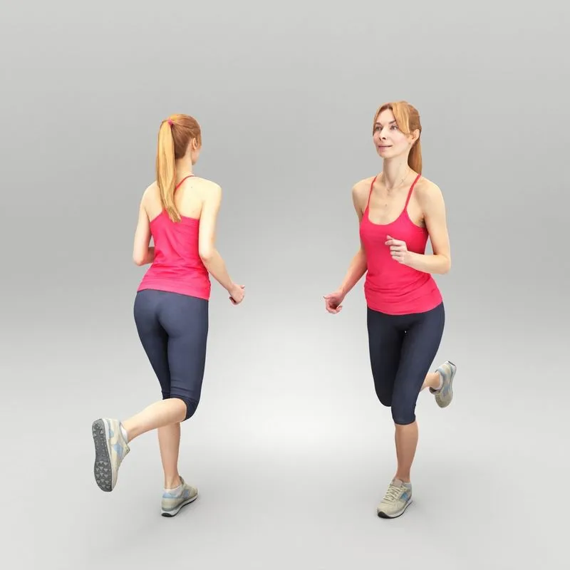 PBR Game 3D Models – Young woman running 410
