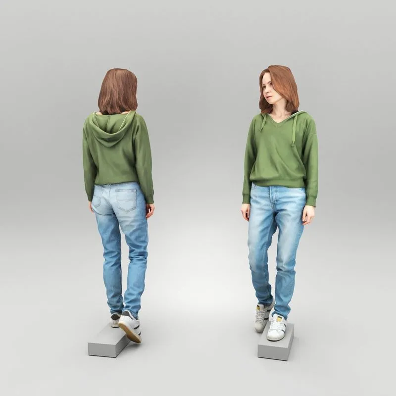 PBR Game 3D Models – Young woman walking in casual outfit 396