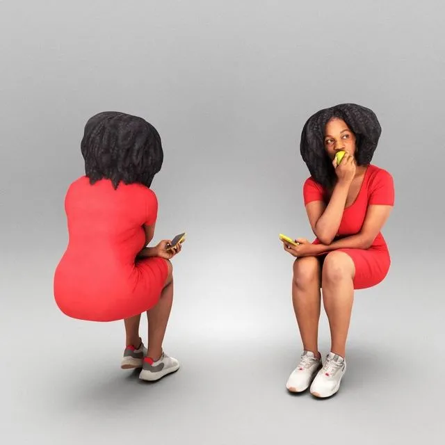 PBR Game 3D Models – Young woman with apple 338