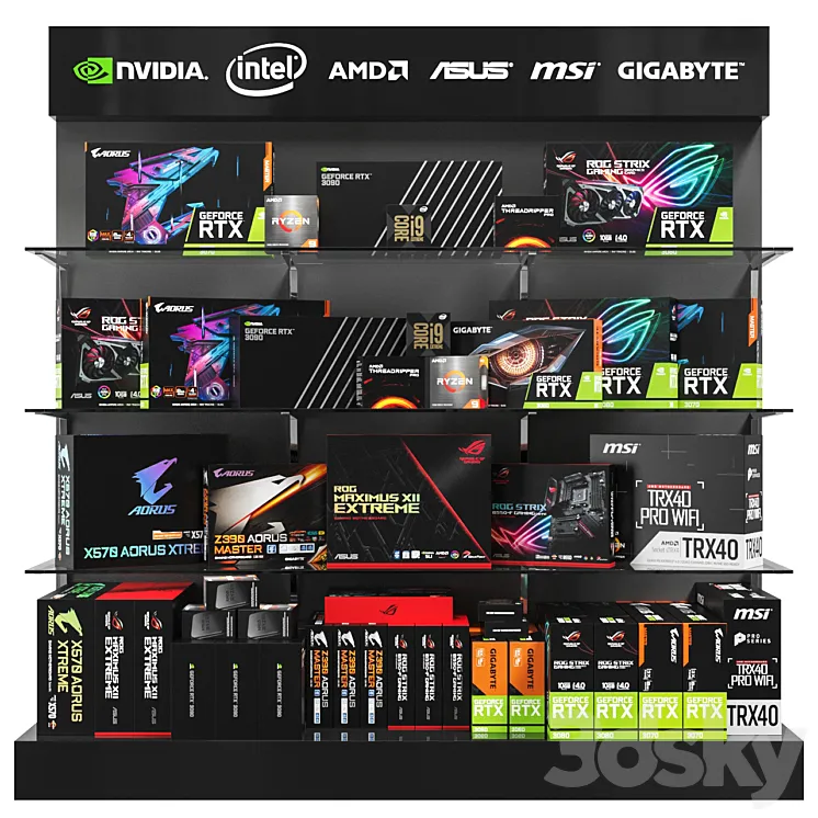 PC accessories showcase 3D Model Free Download