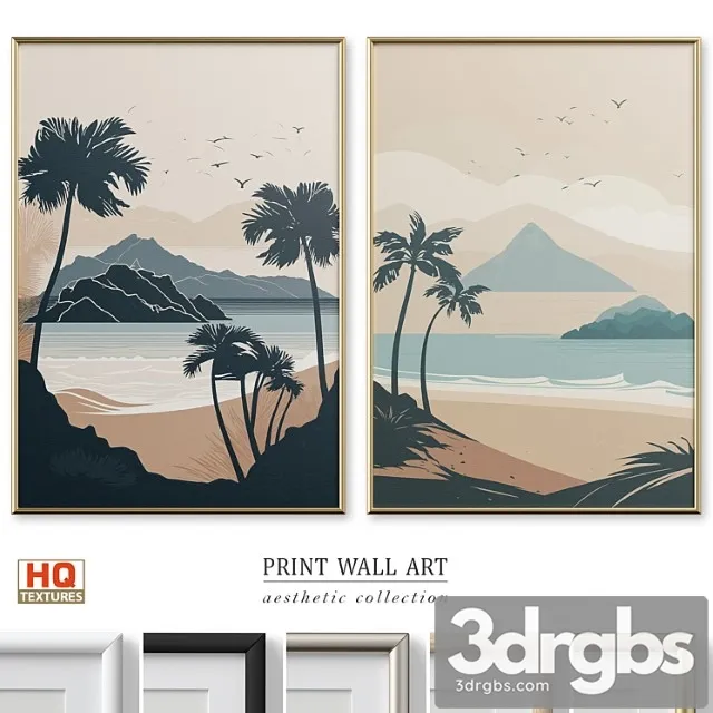 Peaceful Beach Travel Poster Wall Art P 642 3D Model Download