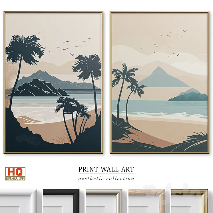 Peaceful Beach Travel Poster Wall Art P-642 3D Model Free Download