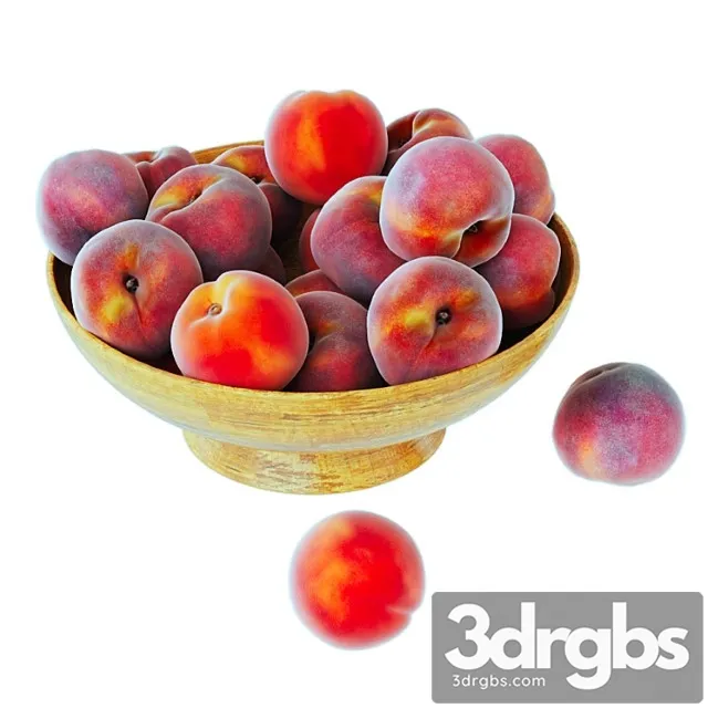Peaches in a wooden vase 3D Model Download