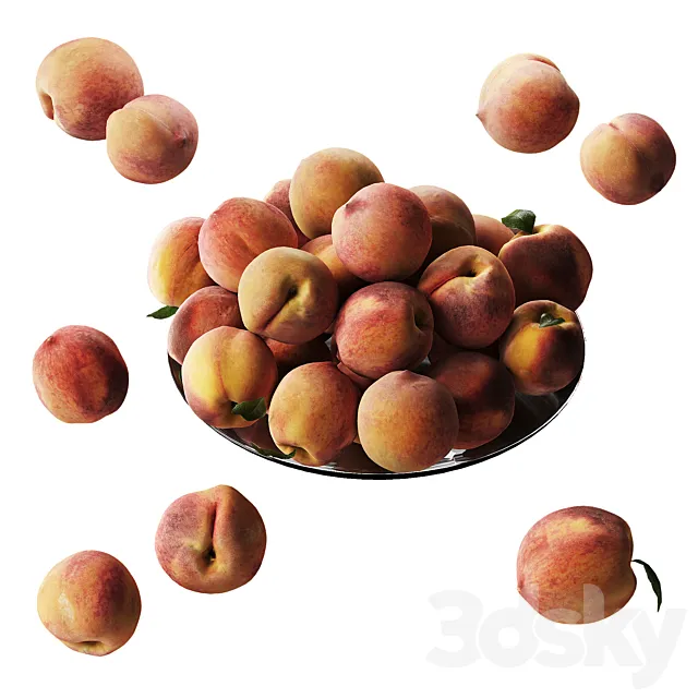 Peaches on a plate 3DModel