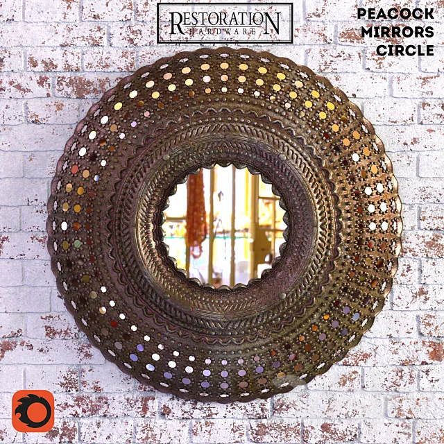 Peacock Mirrors circle Restoration Hardware (Mirror) 3DModel