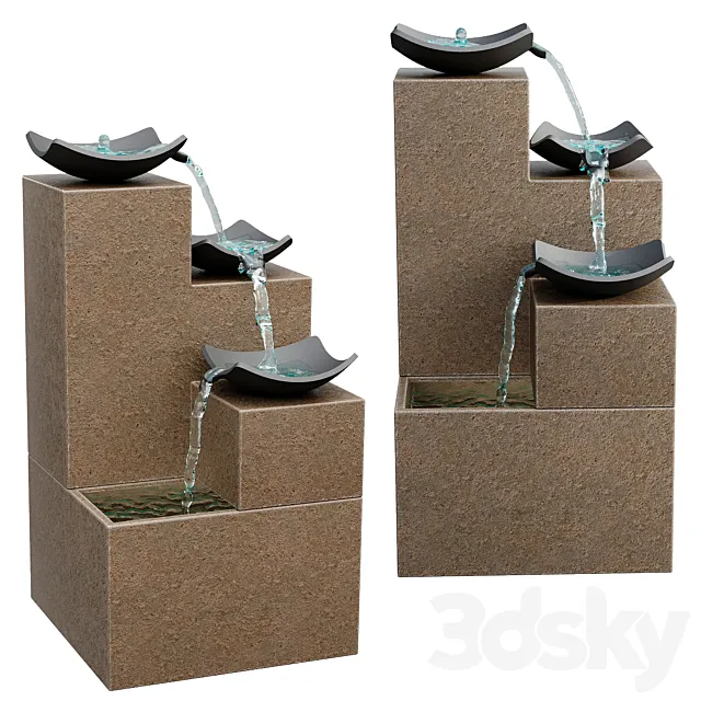 Peaktop Outdoor Garden Tiered Modern Zen Fountain 3DModel