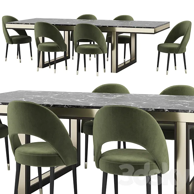 PEARL table and ARMOR chairs by LASKASAS 3D Model