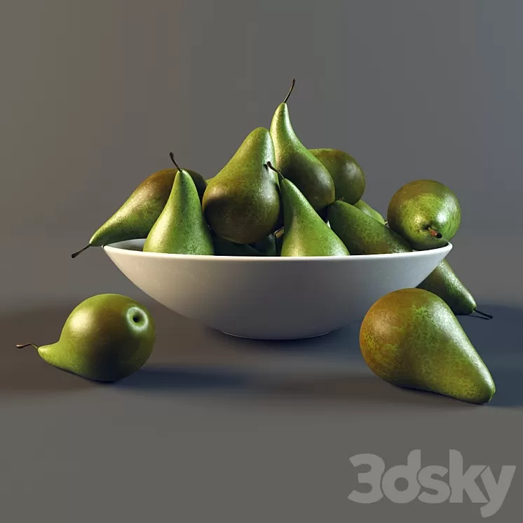 Pears in a plate 3D Model