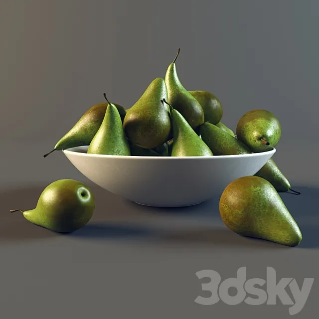 Pears in a plate 3DModel Pears in a plate 3DModel