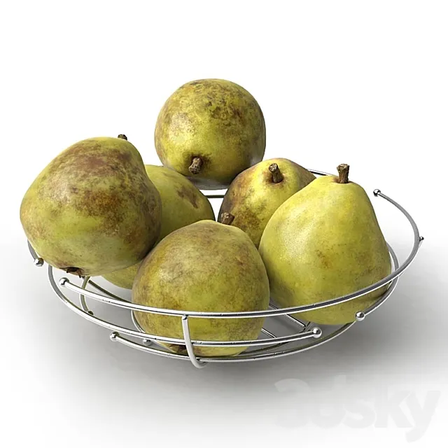 Pears in metal vase 3D Model
