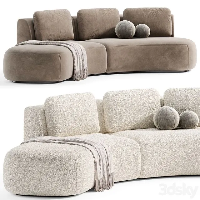 Pebble Boucle Curved Modular Sofa by deluxdeco 3D Model