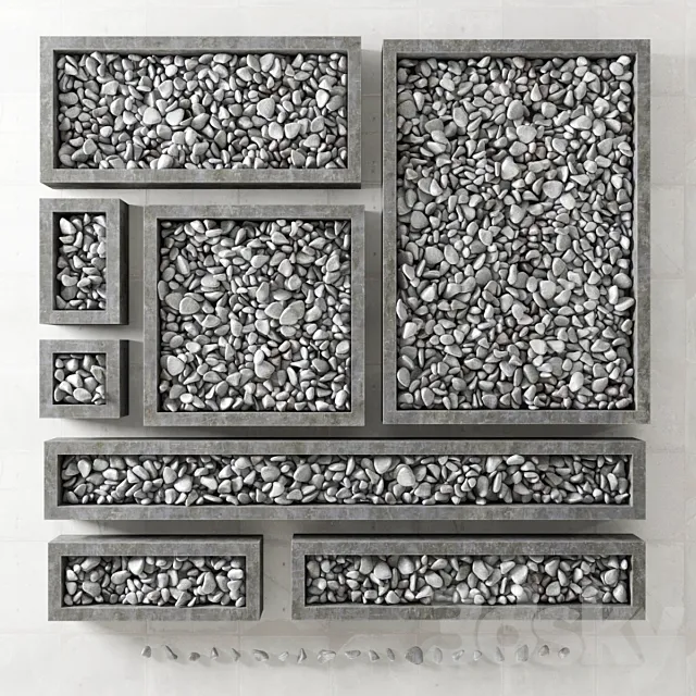 Pebble form _ Pebble in square shapes 3D Model Pebble form _ Pebble in square shapes 3D Model