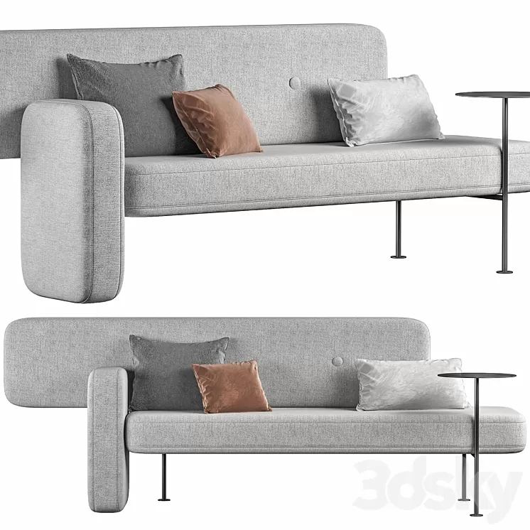 Pebble sofa gray 3D Model