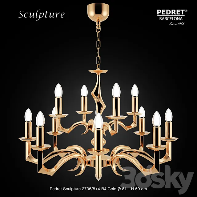 Pedret Sculpture 2736_8 + 4 B4 Gold 3D Model Pedret Sculpture 2736_8 + 4 B4 Gold 3D Model