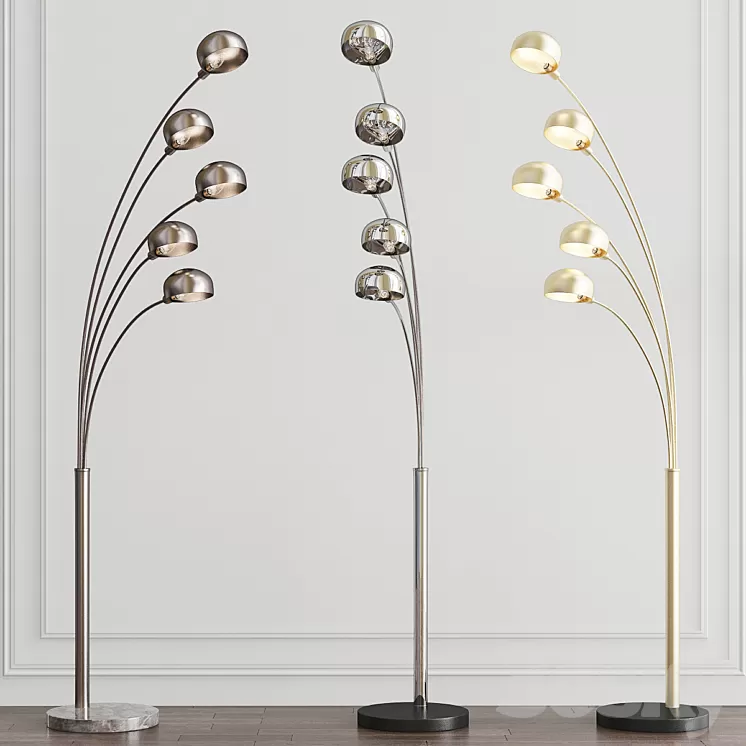 Penbrook Chrome & White Arc Floor Lamp by ELK Home 3D Model