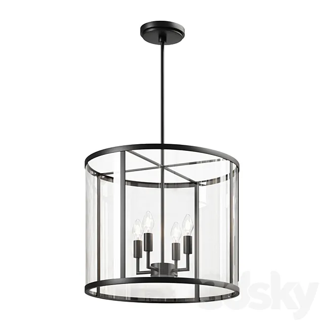Pendant Chandelier Manor Outdoor Round Glass & Iron Pendant Pendant Light 3D Model