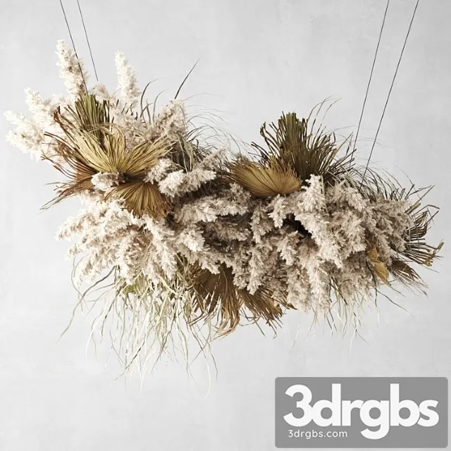Pendant decor of pampas grass and dried palm leaves 3D Model Download