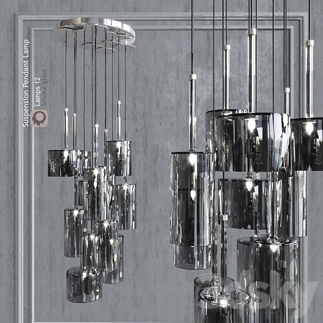 Pendant lamp AXO Light Spillray SP lamps 12 smoke glass 3DModel Pendant lamp AXO Light Spillray SP lamps 12 smoke glass 3DModel