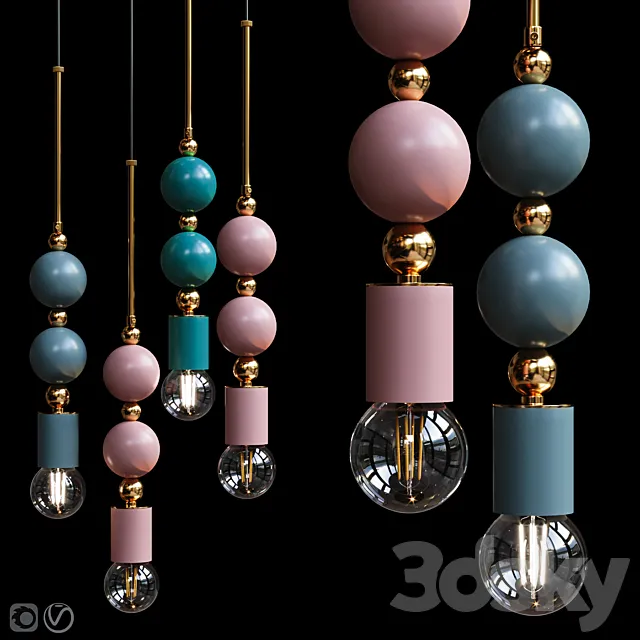 Pendant Lamp Beaded Pendant Lamp Spheres 3D Model