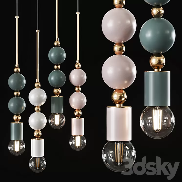 Pendant Lamp Beaded Pendant Lamp Spheres 3D Model