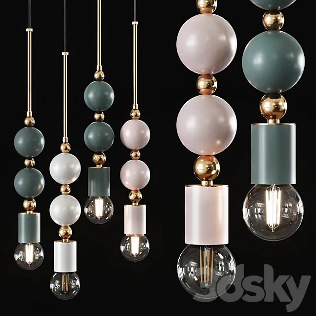 Pendant Lamp Beaded Pendant Lamp Spheres 3DModel